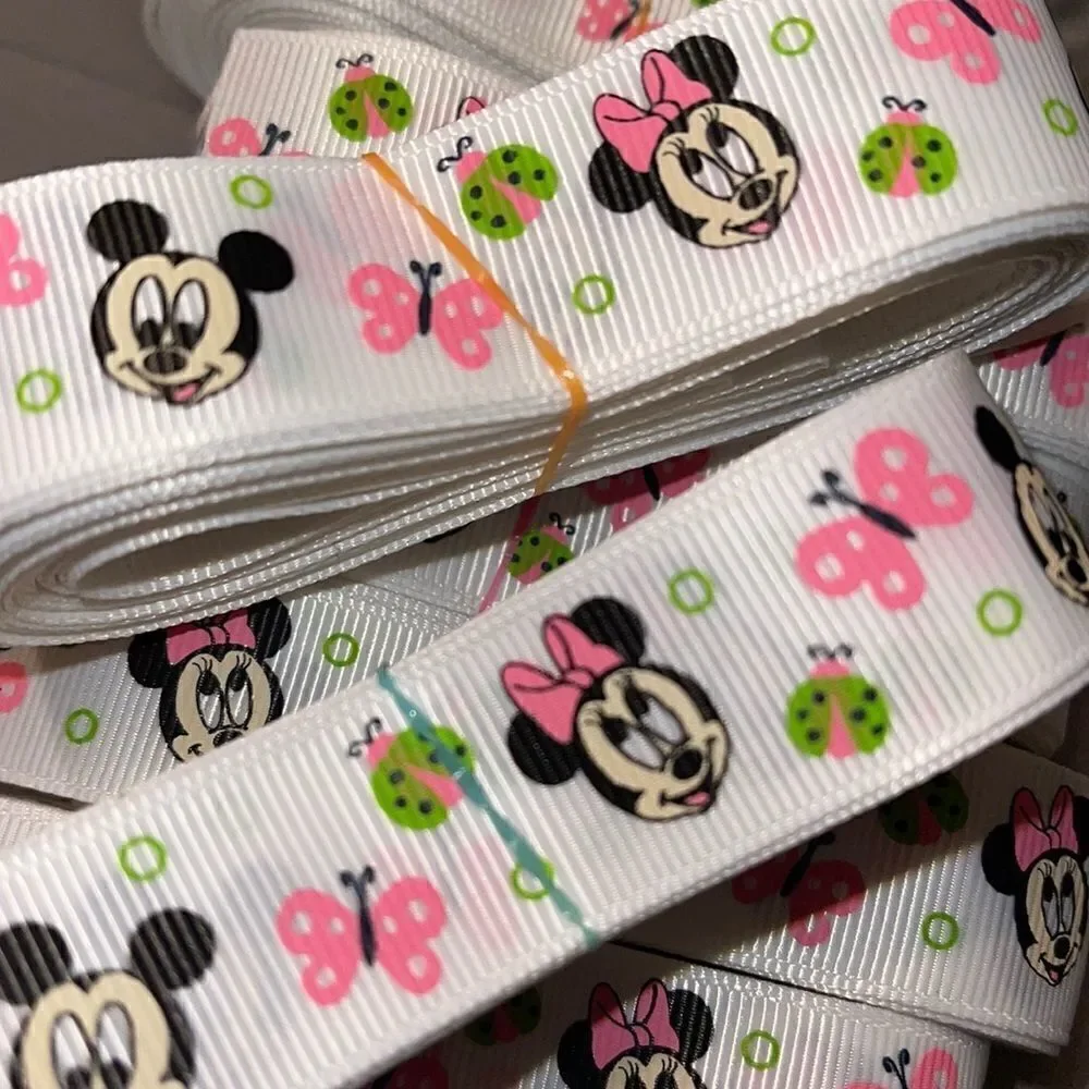 Grosgrain Ribbon 7/8” 5 yards NEW Mickey Mouse Minnie Mouse classic butterfly